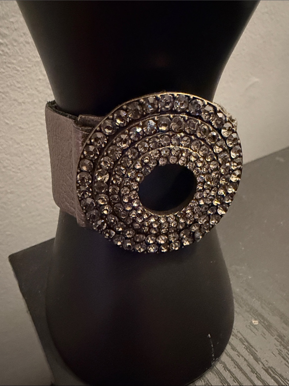 Crystal Circle Leather  Bracelet - Purple family